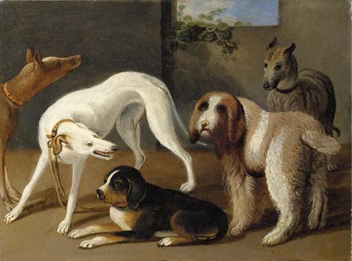 A group of five dogs by Jan van Kessel I