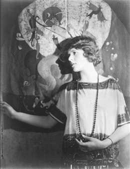 Untitled (Woman in front of an exotic backdrop) - Harry K. Shigeta