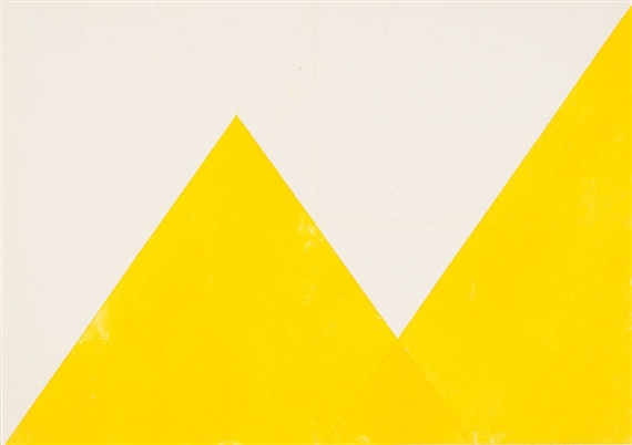 Gelbe Aufgipfelung vor weißem Grund by Hermann Glöckner, 1977