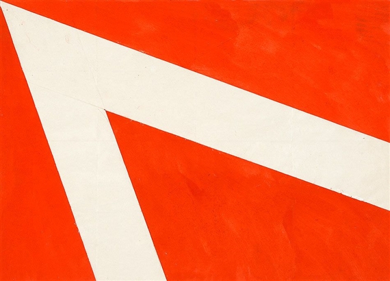 Großer weißer Keil auf Rot by Hermann Glöckner, 1975