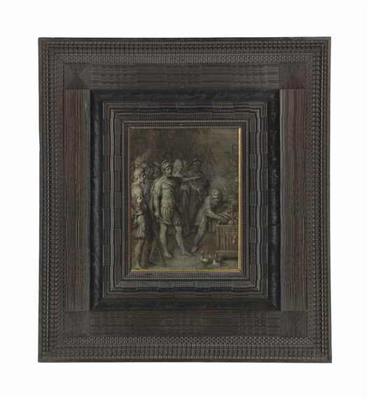 A Roman emperor consulting an oracle - en grisaille by Otto van Veen