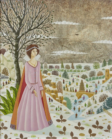 Jeune femme sur fond de paysage de neige by Alain Thomas