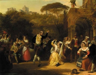 A dance in the campagna - Henri-Jean Baptiste Victoire Fradelle