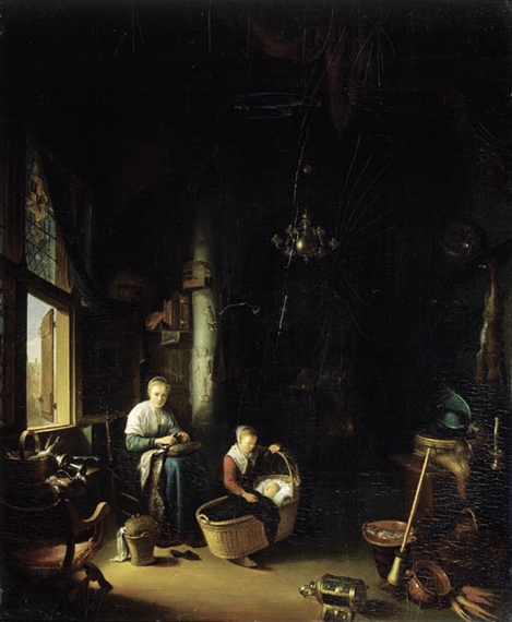 Gerrit Dou | A mother and child in an interior | MutualArt