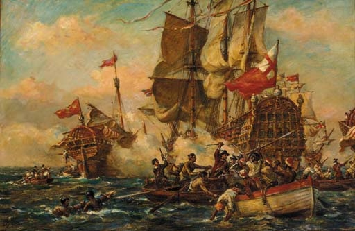 A naval engagement by Bernard Finegan Gribble