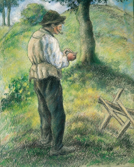 Le Père Melon allumant sa pipe by Camille Pissarro, circa 1879-1880