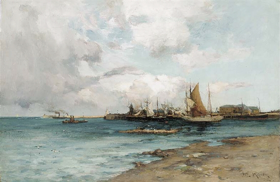 A West coast fishing village by Joe Milne, 1892