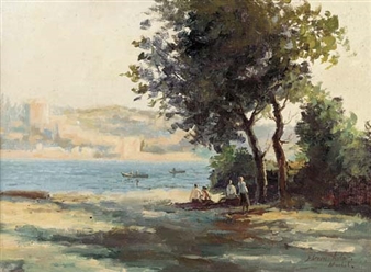 Figures on the banks of the Bosphorous, Istanbul - Ekem Aydar