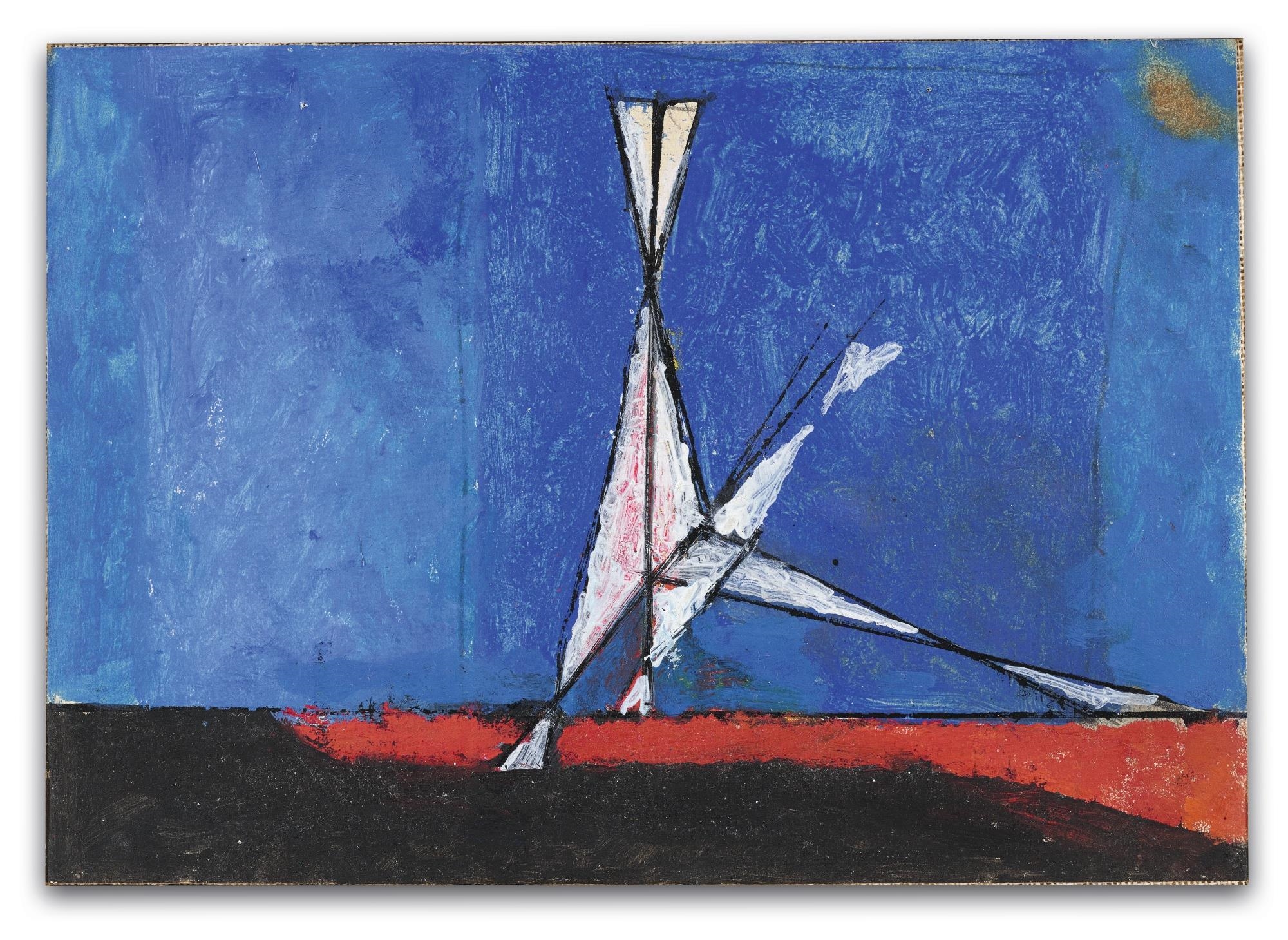 Artwork by Osvaldo Licini, Angelo, Made of Tempera on paper laid on canvas