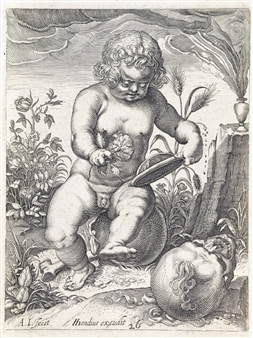 Landscape with a Child Seated on a Skull - Augustin Jorisz van Delft