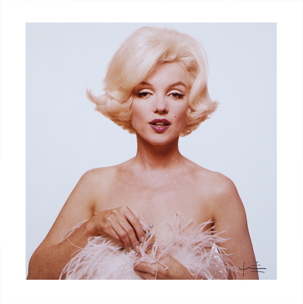 Artwork by Bert Stern, Marilyn Monroe with bare shoulders holding jewels, M...