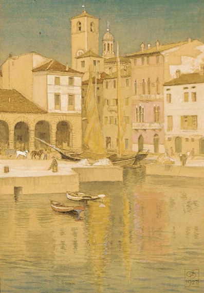 Harbour View by Joseph Edward Southall, 1927