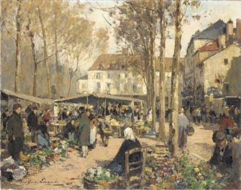 Marché à Melun - Paul Emile Lecomte