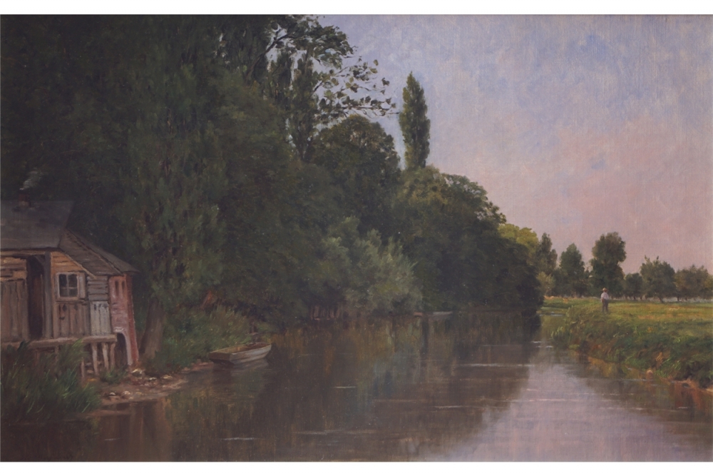 Artwork by E. Dufaud, River dwelling, Made of Oil on canvas