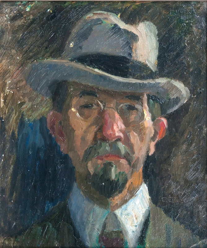 Ernst WilhelmEitner | Self Portrait with Hat (1920) | MutualArt