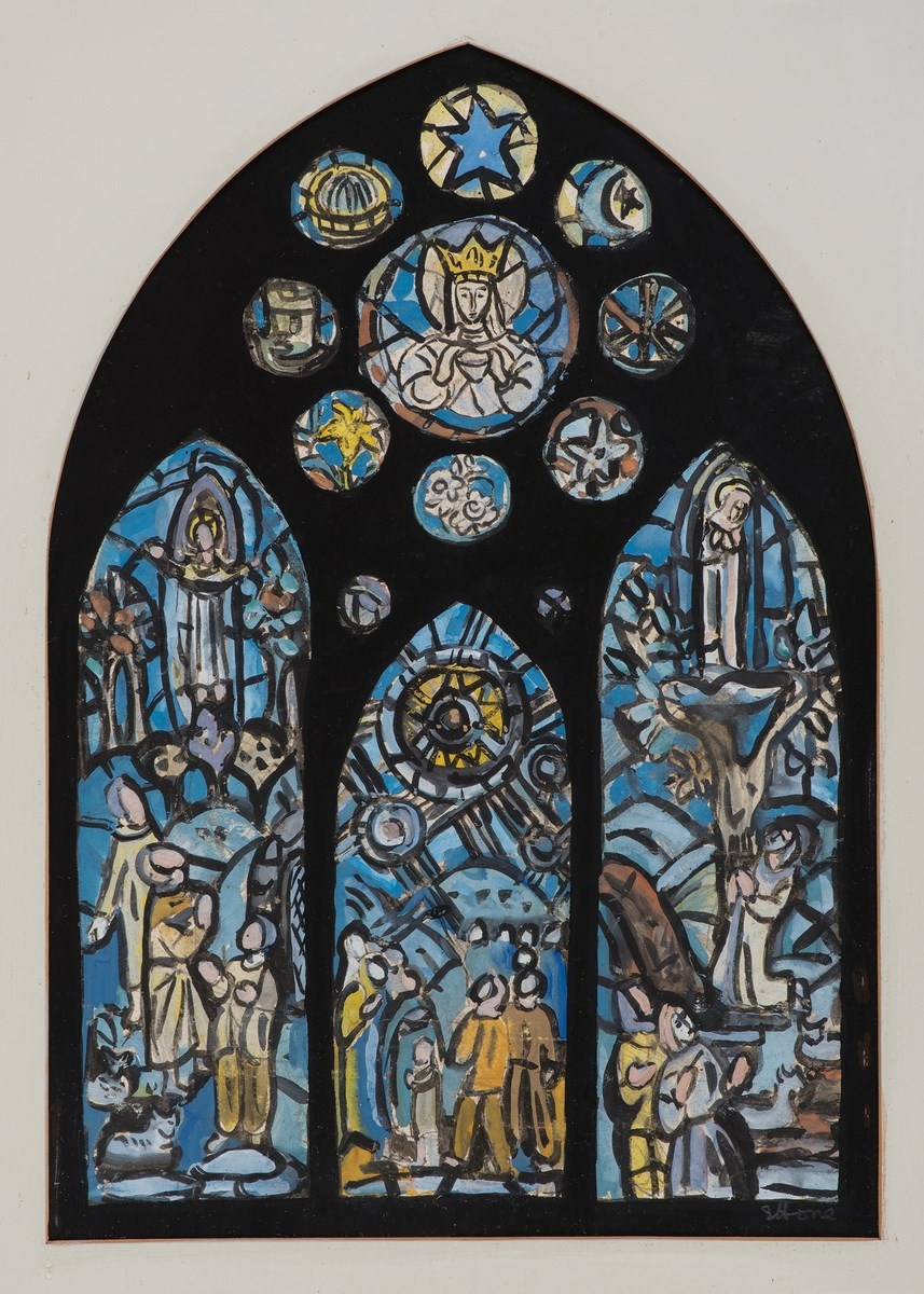 Evie Hone DESIGN FOR STAINED GLASS WINDOW FOR ST MARY'S CHURCH, KINGSCOURT, CO CAVAN MutualArt