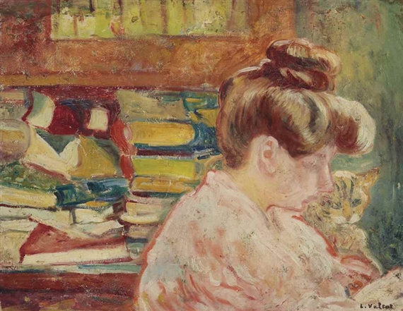Louis Valtat Femme Au Chat Et Livres 1905 Mutualart
