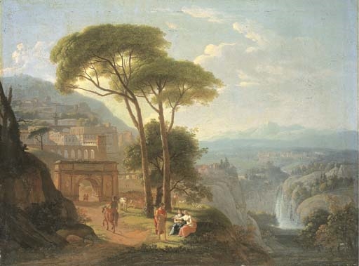 Bertin Jean Victor - View Of A City, Animated Landscape by Jean Victor  Bertin For Sale at 1stDibs