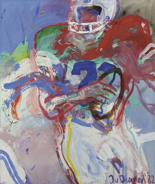 Artwork by Jan van Diemen, A football player, Made of acrylics on canvas