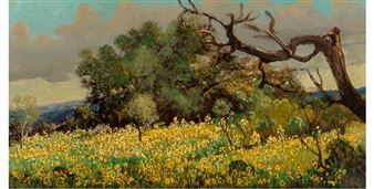 Sunflowers and Oaks, Bandera, Texas - Carl Thomas Hoppe