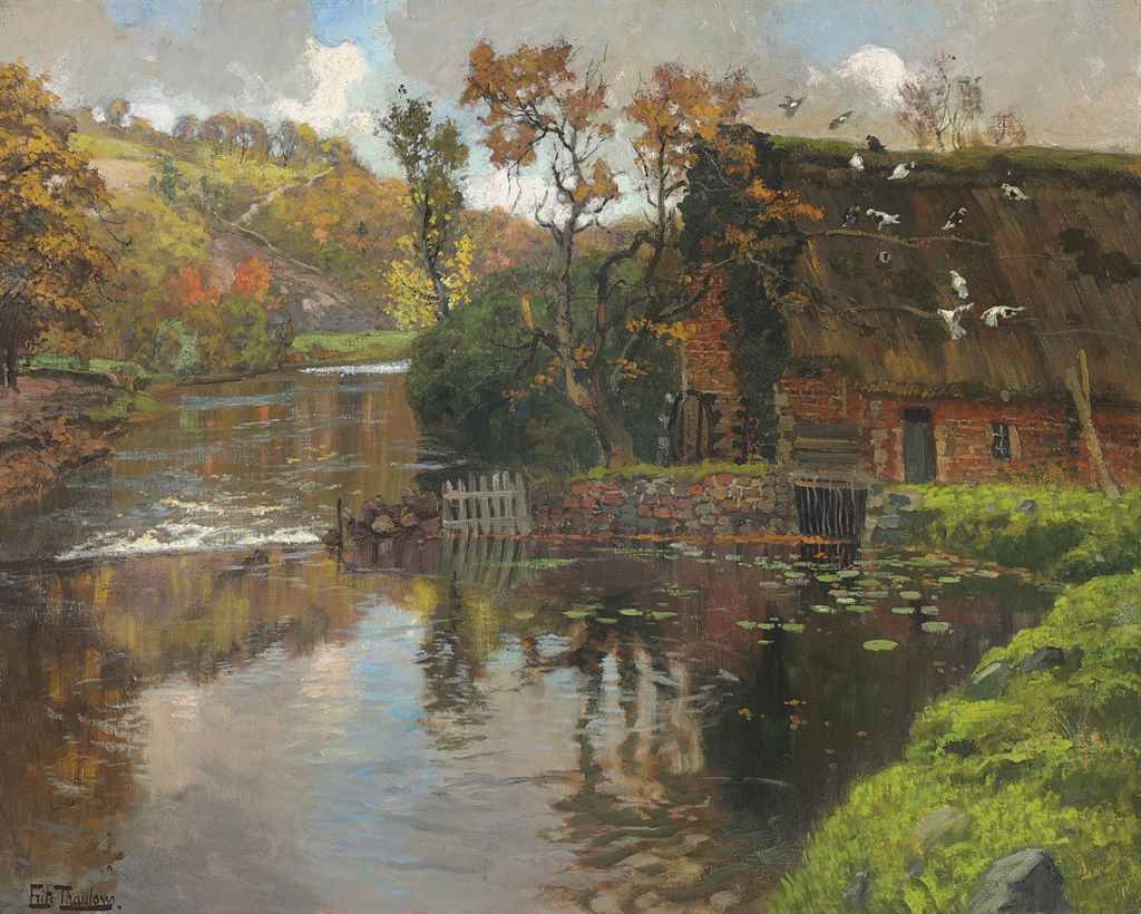 Cottage by a Stream by Frits Thaulow, 1901