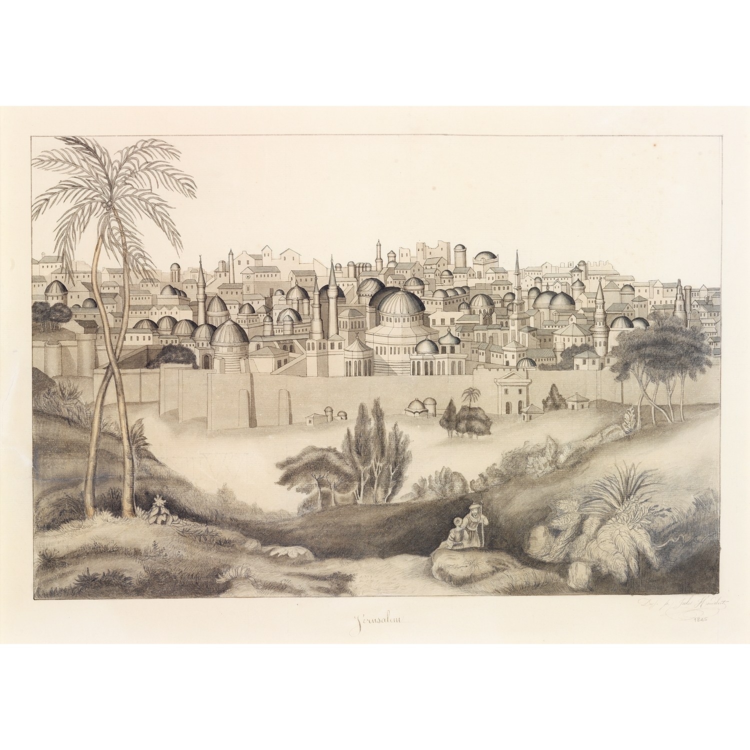 Artwork by Jules Heudebert, JÉRUSALEM, Made of China ink wash on paper