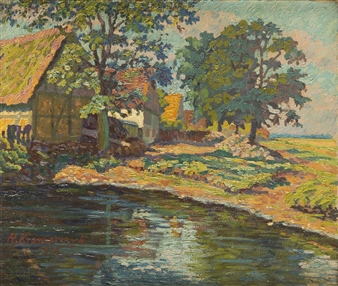 Krajobraz z chatami - Rudolf Kramarczyk