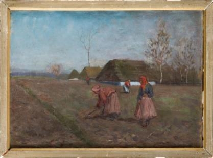 Scena rodzajowa z kobietami pracujacymi na polu by Jan Bochenski, 1907