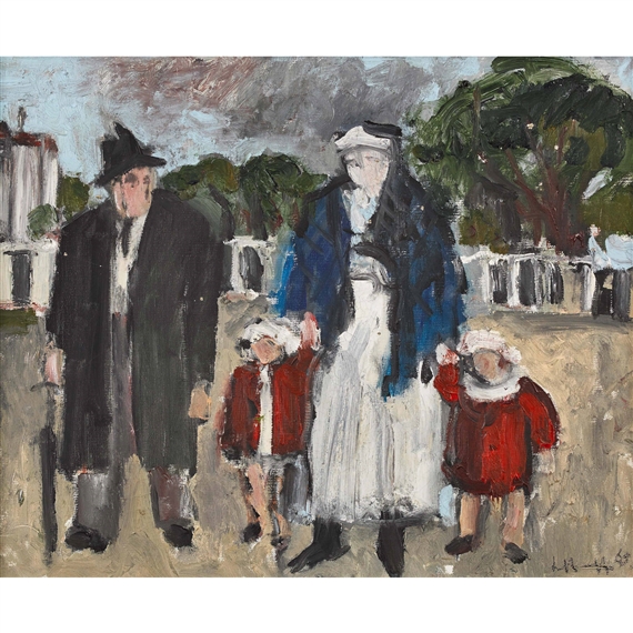 Grosseltern mit Enkelkindern by Leopold Häfliger, 1969