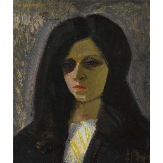 "La dame en noir" by Albert Chavaz, 1977