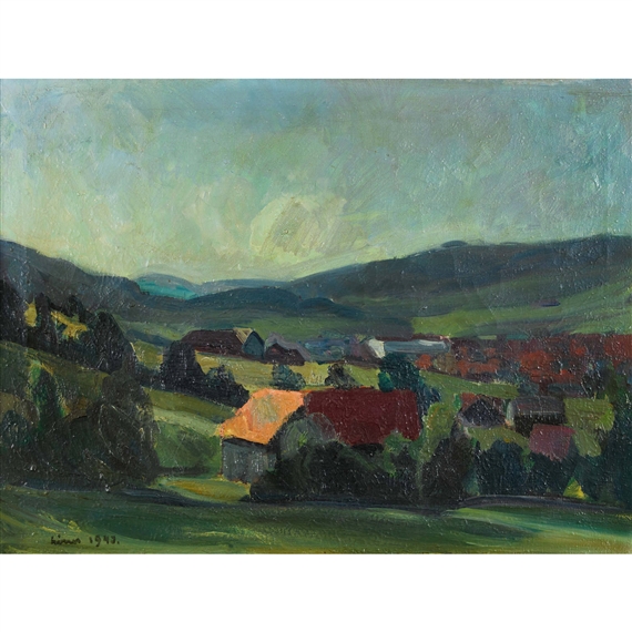 Ostschweizer Landschaft mit Häusern. by Carl Walter Liner, 1943