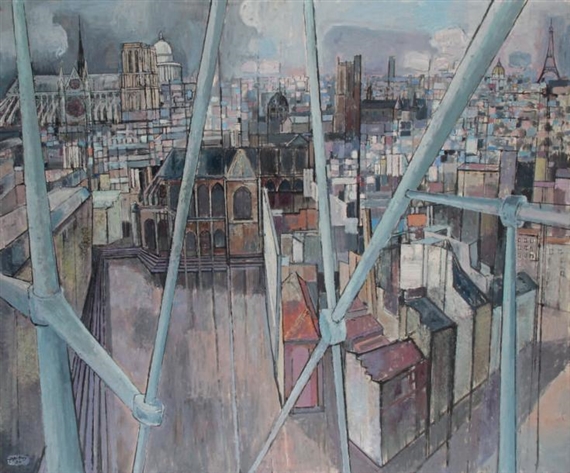 VUE DE PARIS DEPUIS BEAUBOURG, by Édouard-Georges Mac-Avoy, 1980