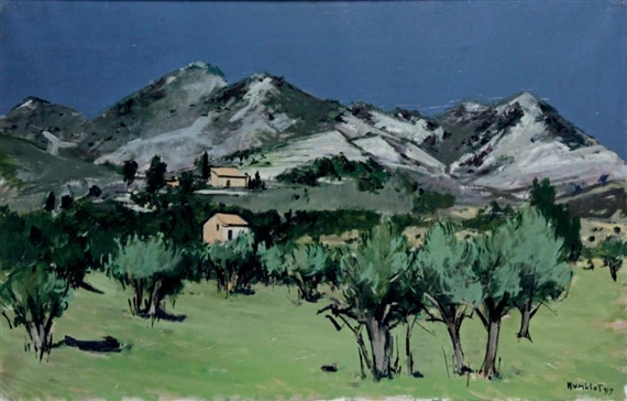 CHAMP D'OLIVIERS DANS LES ALPILLES by Robert Humblot, 1959
