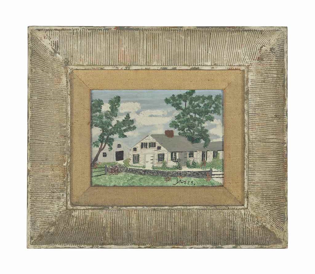 Artwork by Grandma Moses, The Old Home, 13 March, Made of oil on board