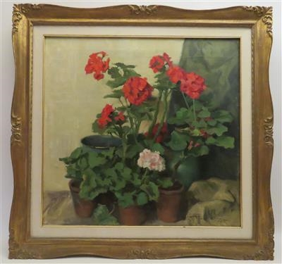 Blumentöpfe mit Geranien by Ulderico Giovacchini, 1949