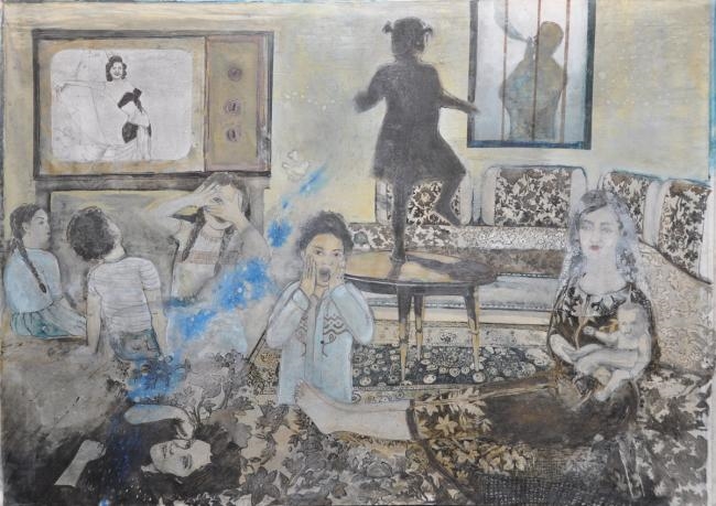 Artwork by Mariam Abouzid Souali, ZMAN DHLAM  (THE AGE OF OBSCURITY), Made of Acrylic on canvas