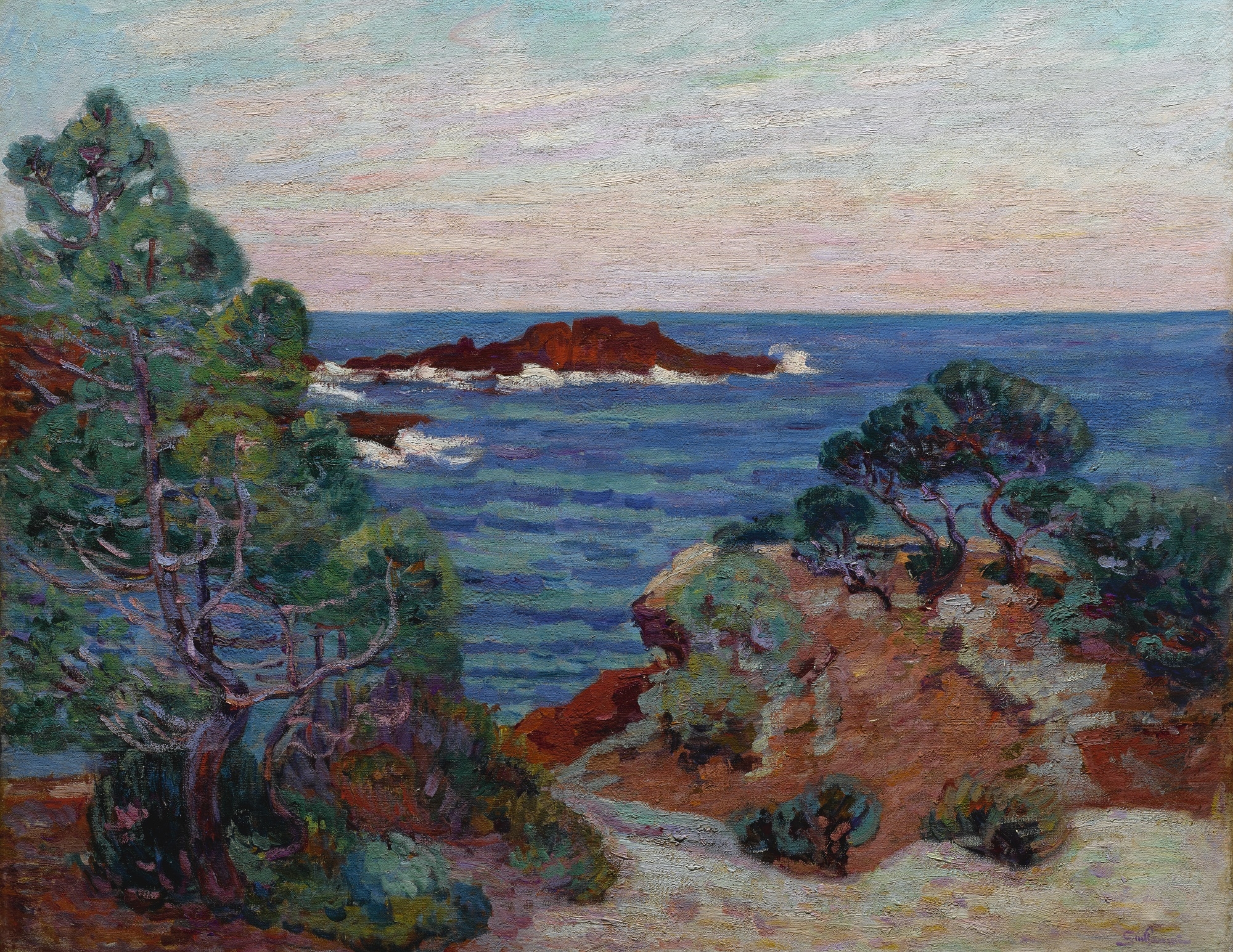Artwork by Armand Guillaumin, Le Rocher Rouge A Agay, Made of Oil on canvas