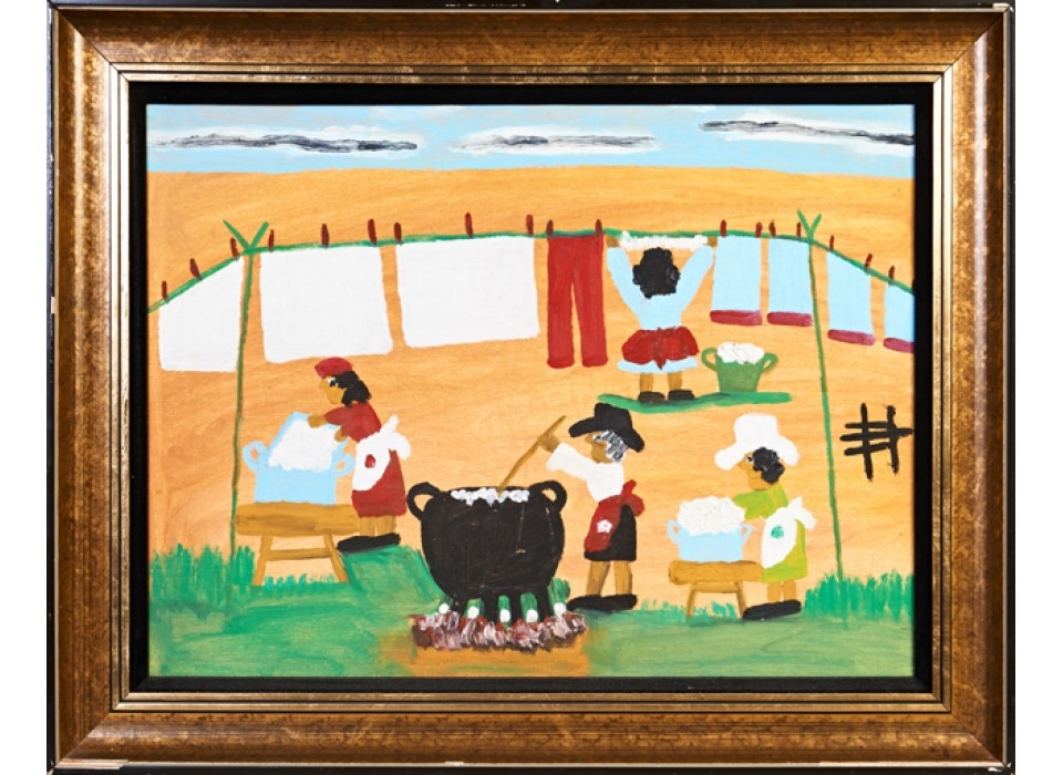 Clementine Hunter Wash Day with Clementine Painting (Circa 1955