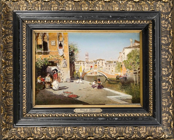 Pittoreske Szene an einem Kanal in Venedig by Cézár Herrer