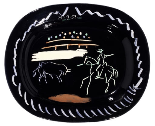 Corrida sur fond noir by Pablo Picasso, 1953