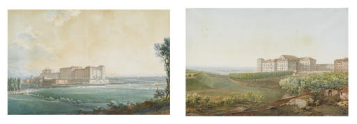 2 Works: Due vedute del Castello Ducale di Agliè by Giuseppe Pietro Bagetti, 1829
