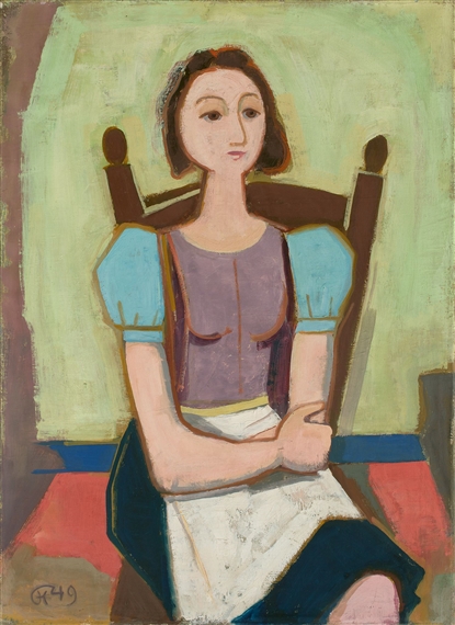 Mädchen, auf Stuhl Sitzend (Sitzendes Mädchen) by Karl Hofer, 1949