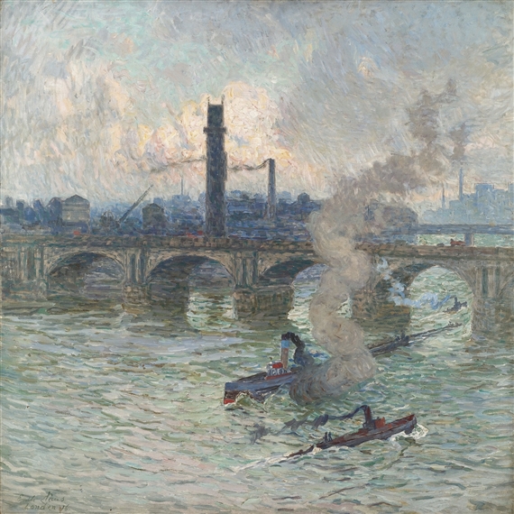 BRUME, VAPEUR ET FUMÉE SUR LA TAMISE by Emile Claus, 1916