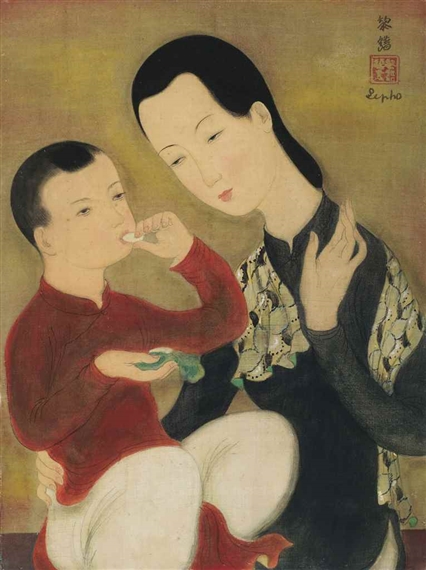 MOTHER AND CHILD by Lê Phổ, circa 1938-1940