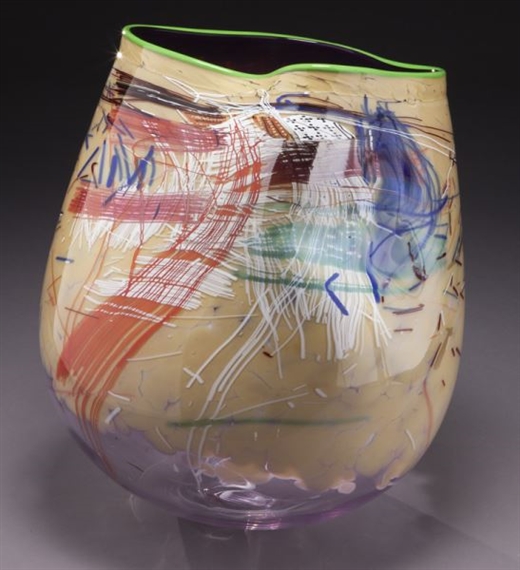 Dale Chihuly Chihuly free form multicolored blown glass vase (Circa