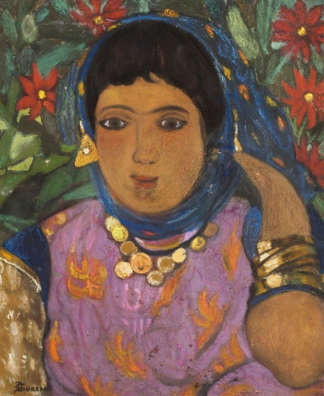 Jeune fille au collier / Vue d'une rue