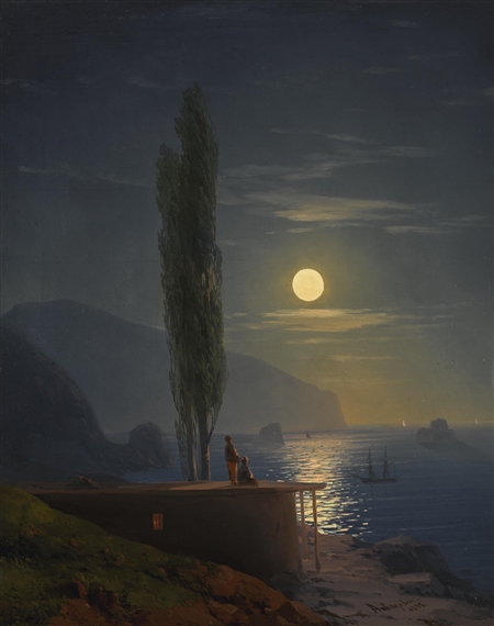 FIGURES BY A MOONLIT SHORE by Ivan Aivazovsky, 1858