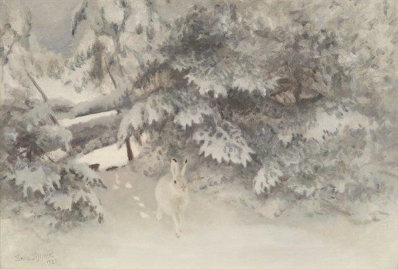Hare i Vinterdrakt by Bruno Liljefors, 1922