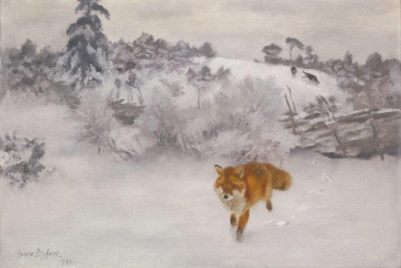 Rev i Vinterlandskap by Bruno Liljefors, 1933