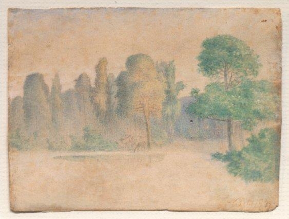 Løvskog med Gressende Dyr by Lars Hertervig, 1872